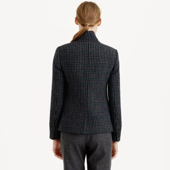 J. Crew. Houndstooth Regent Wool Blazer In Olive Amber Size 00 - Picture 10 of 12